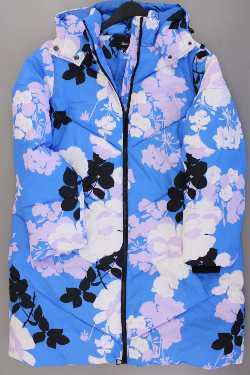 Zizzi Wintermantel Gr. 46/48 mit Blumenmuster neuwertig blau