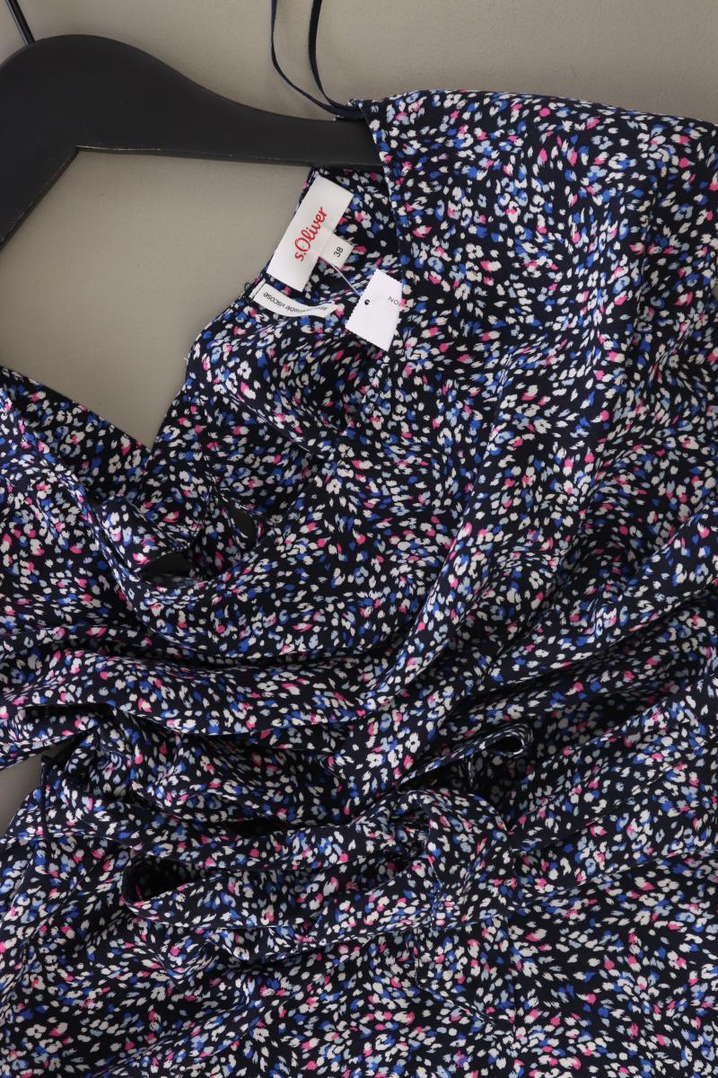 s.Oliver Kurzarmkleid Gr. 38 mit Blumenmuster mit Gürtel blau aus Viskose