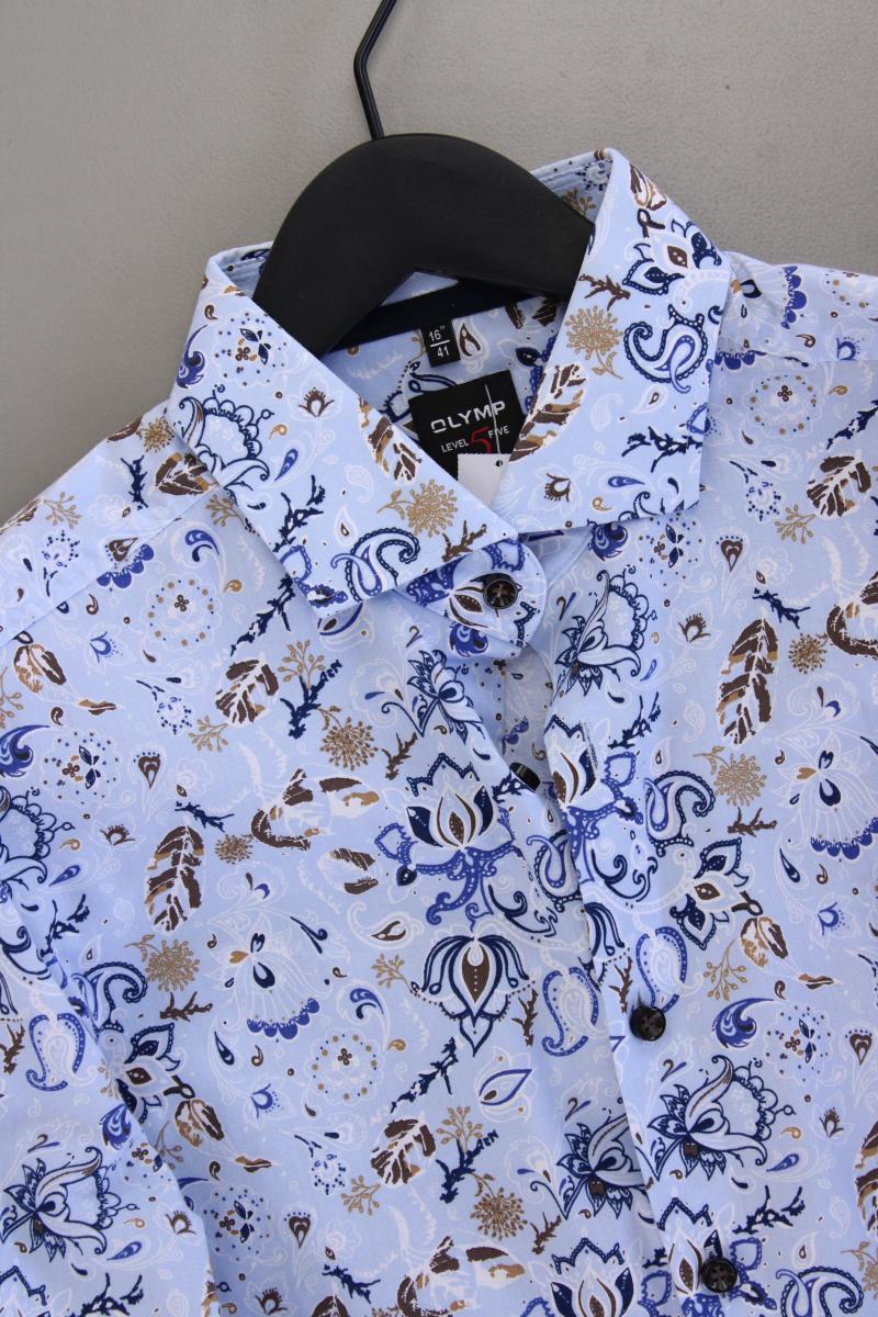 Olymp Langarmhemd für Herren Gr. Hemdgröße 41 mit Blumenmuster neuwertig blau