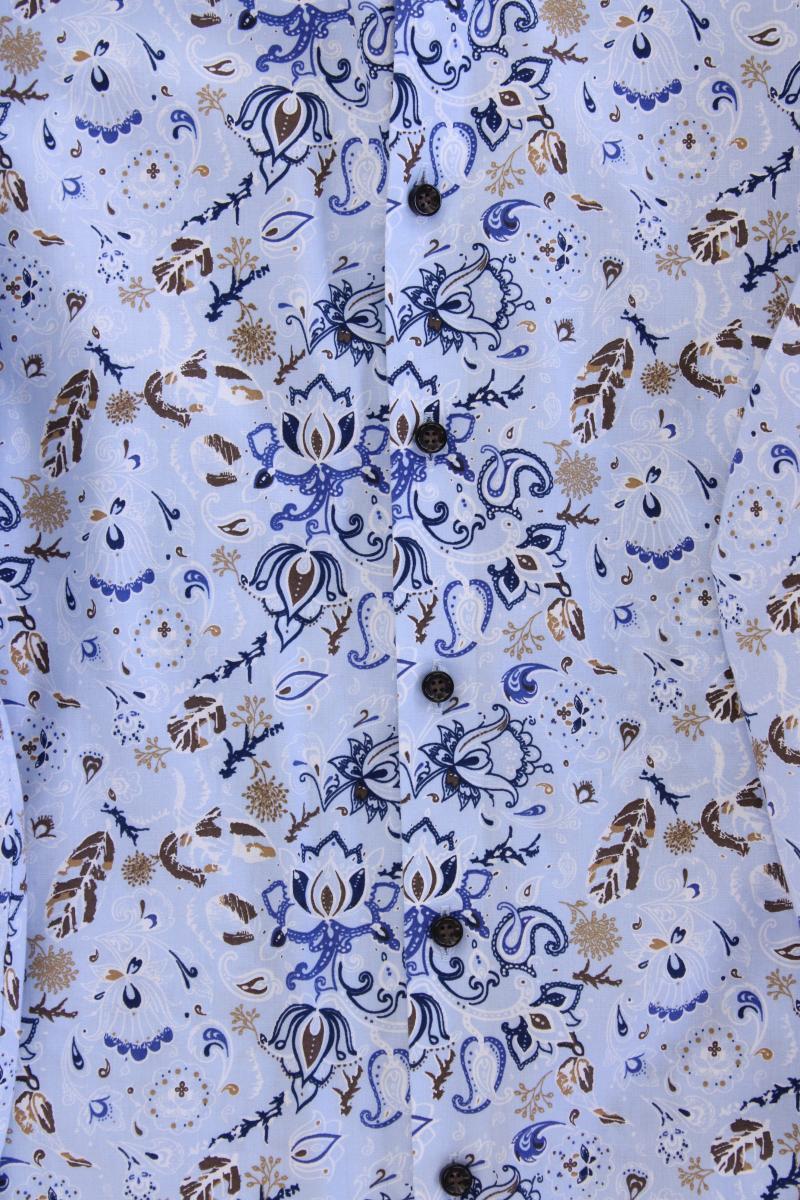 Olymp Langarmhemd für Herren Gr. Hemdgröße 41 mit Blumenmuster neuwertig blau