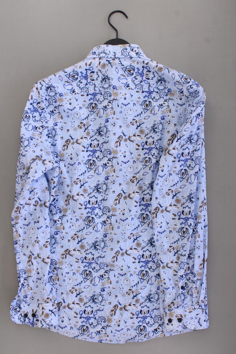 Olymp Langarmhemd für Herren Gr. Hemdgröße 41 mit Blumenmuster neuwertig blau