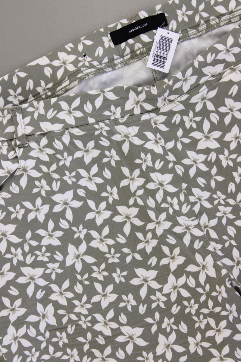 Navigazione 7/8 Hose Gr. 50 mit Blumenmuster olivgrün aus Viskose