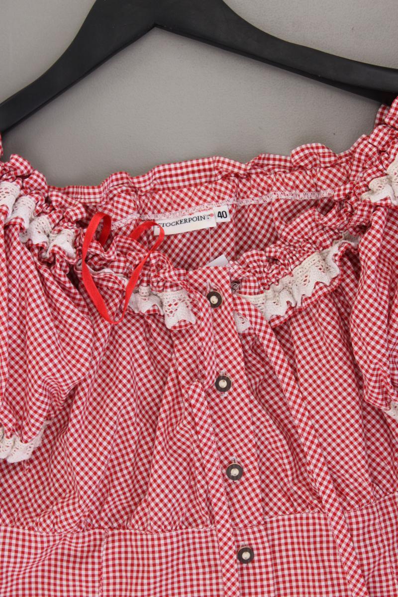 Stockerpoint Trachtenbluse Gr. 40 kariert Kurzarm rot aus Viskose