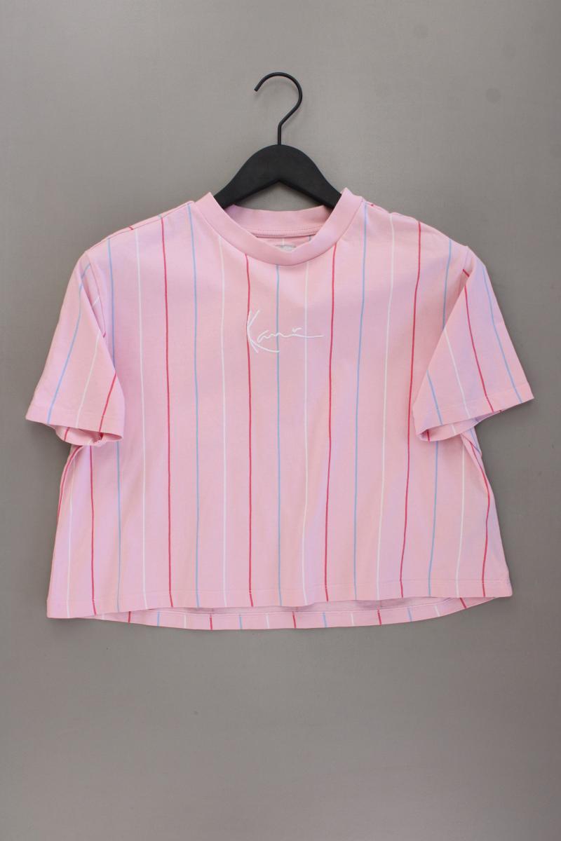 KARL KANI Cropped Shirt Gr. S gestreift Kurzarm rosa aus Baumwolle