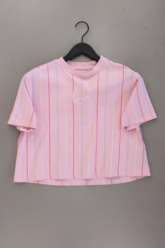 KARL KANI Cropped Shirt Gr. S gestreift Kurzarm rosa aus Baumwolle