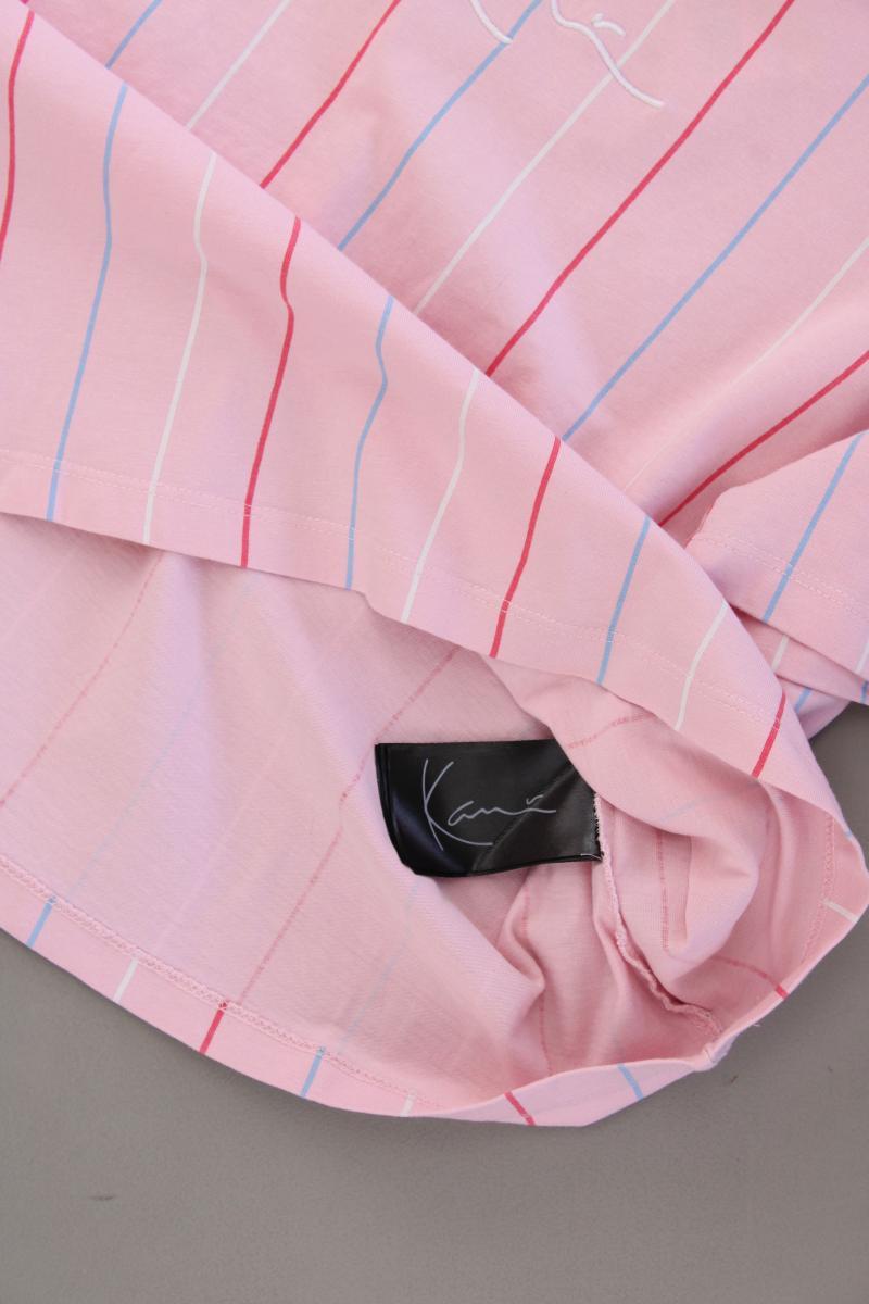 KARL KANI Cropped Shirt Gr. S gestreift Kurzarm rosa aus Baumwolle