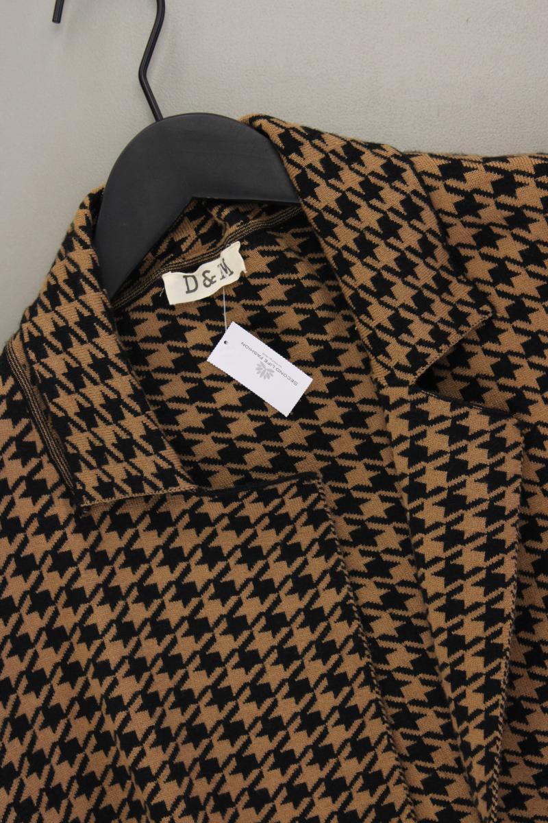 Strickjacke Gr. OneSize hahnentritt Langarm braun aus Viskose