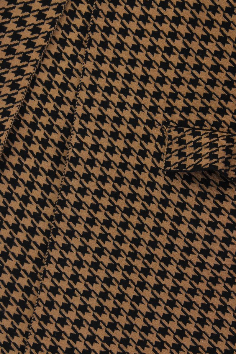 Strickjacke Gr. OneSize hahnentritt Langarm braun aus Viskose