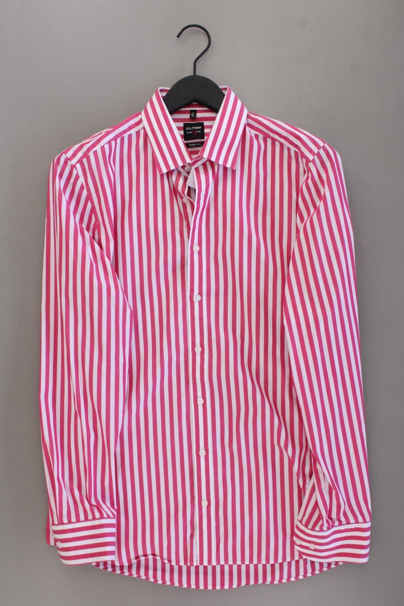 Olymp Langarmhemd für Herren Gr. Hemdgröße 41 gestreift neuwertig pink