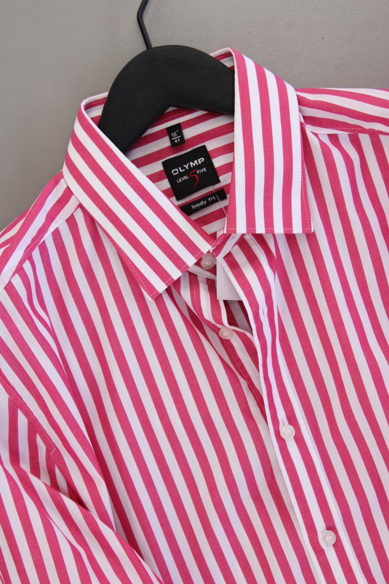 Olymp Langarmhemd für Herren Gr. Hemdgröße 41 gestreift neuwertig pink