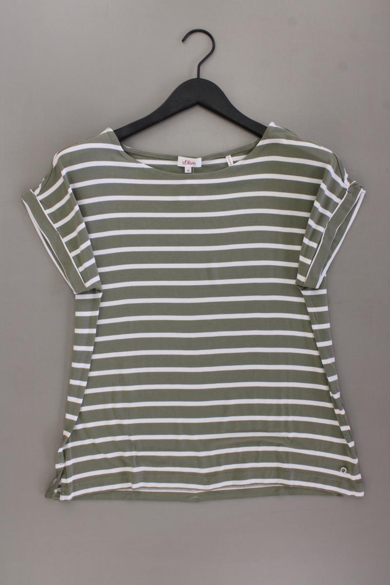 s.Oliver Ringelshirt Gr. 38 gestreift Kurzarm olivgrün aus Baumwolle