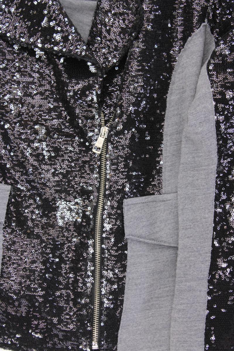 Rich&Royal Cardigan aus Wolle Gr. L Langarm mit Pailletten grau
