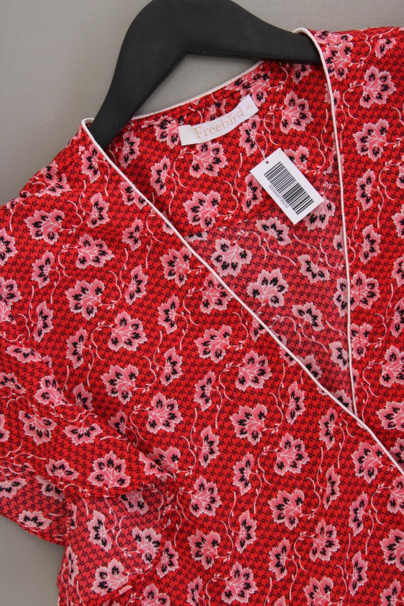 Freebird Wickelkleid Gr. XL mit Blumenmuster Kurzarm rot