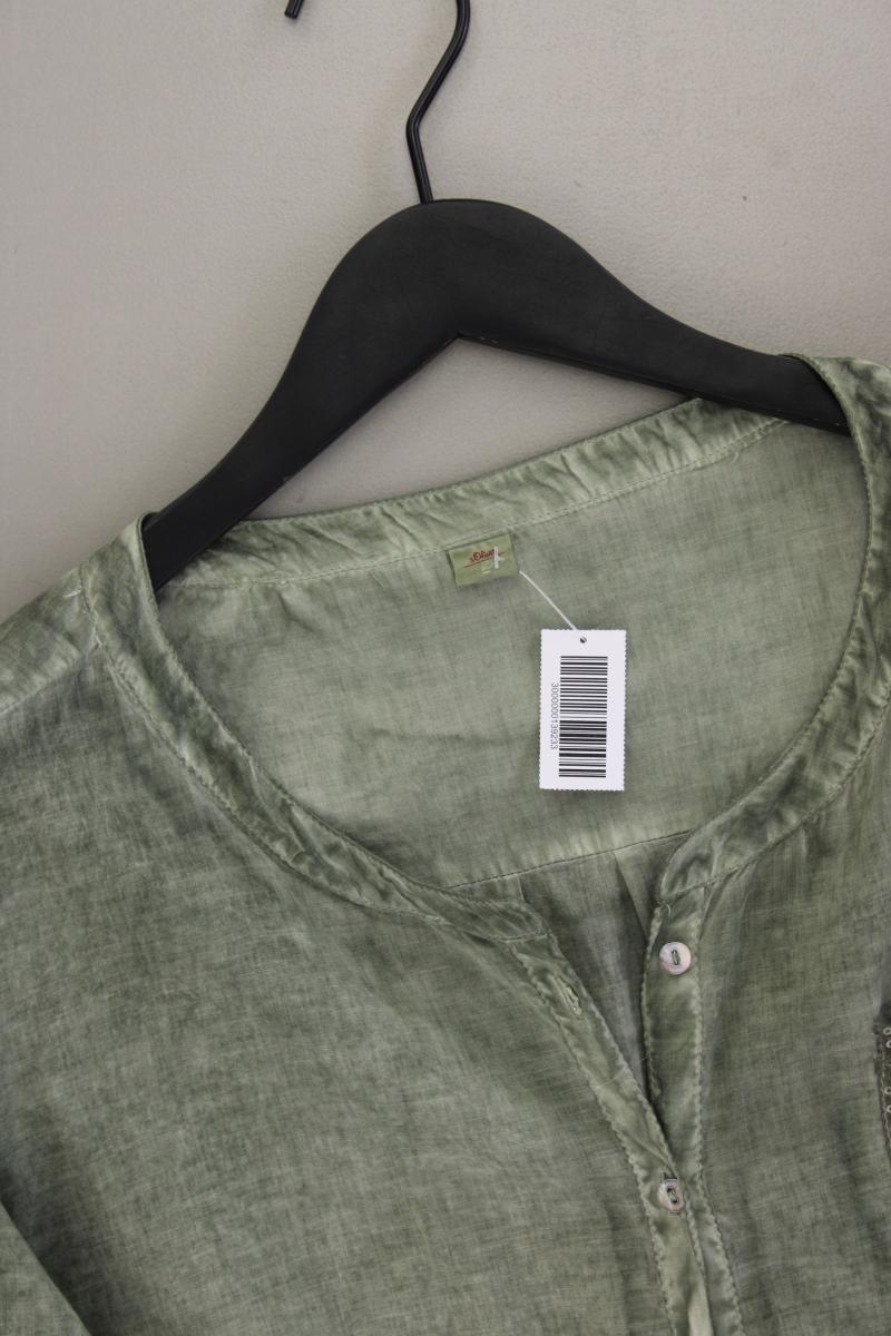 s.Oliver Classic Bluse Gr. 44 3/4 Ärmel mit Pailletten olivgrün