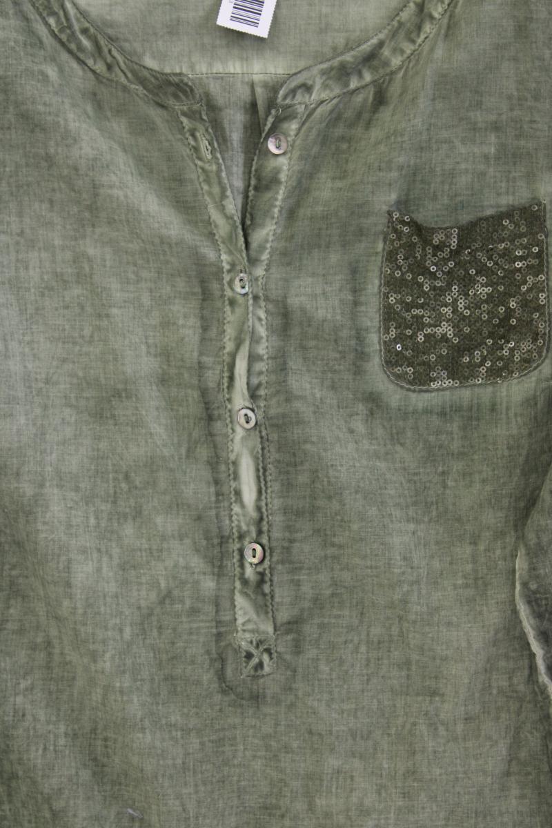 s.Oliver Classic Bluse Gr. 44 3/4 Ärmel mit Pailletten olivgrün