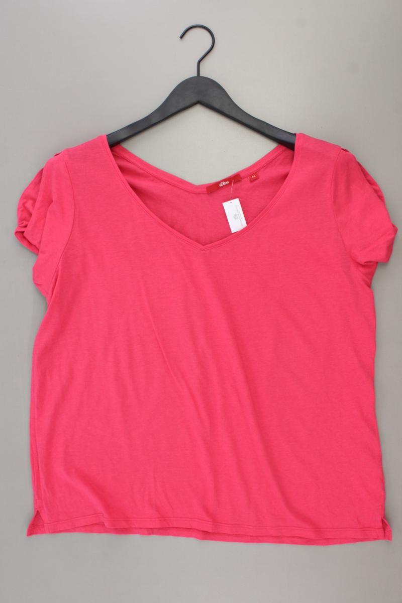 s.Oliver Shirt mit V-Ausschnitt Gr. 44 Kurzarm pink aus Baumwolle
