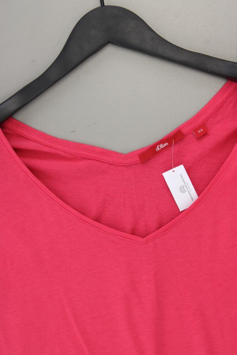 s.Oliver Shirt mit V-Ausschnitt Gr. 44 Kurzarm pink aus Baumwolle
