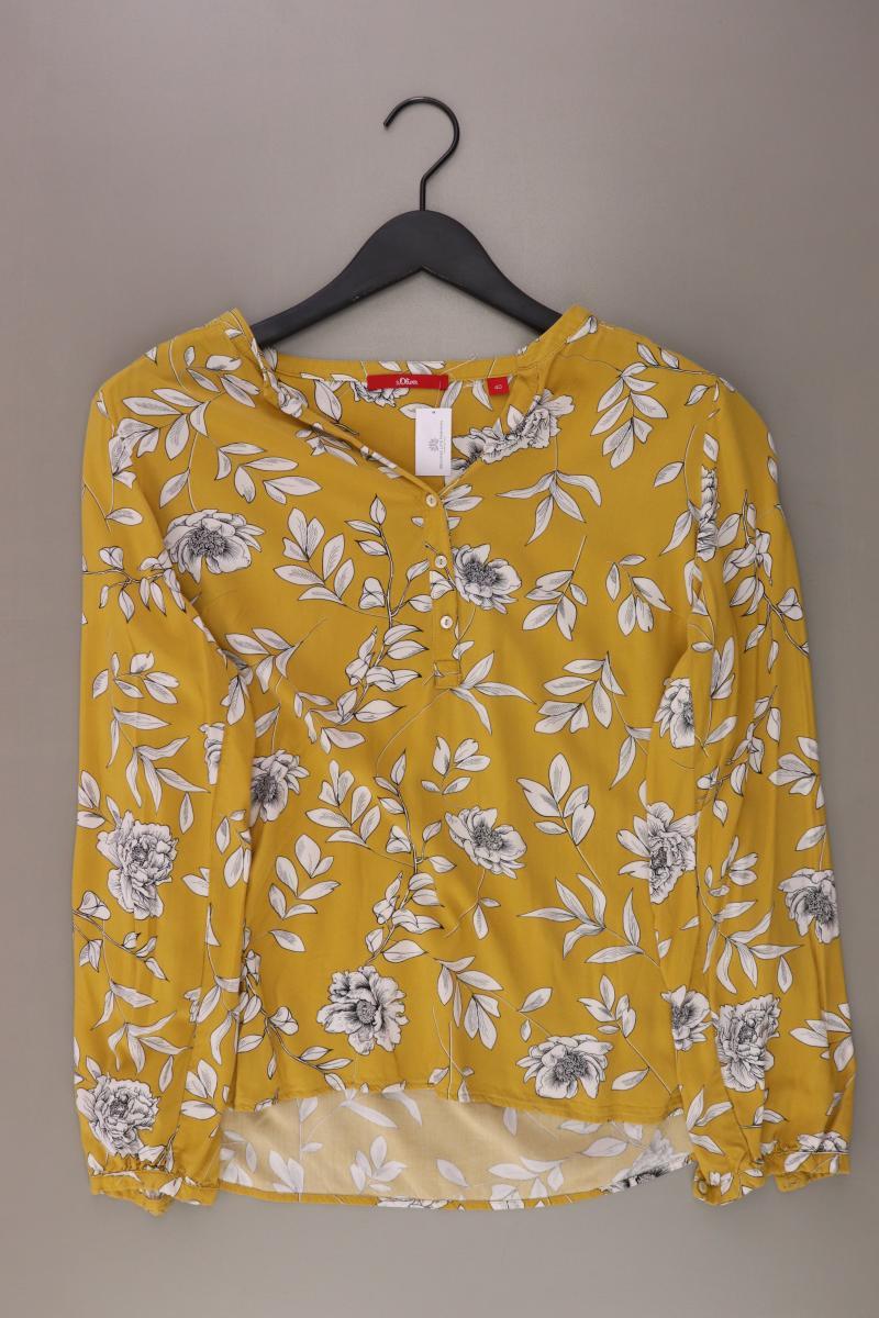 s.Oliver Langarmbluse Gr. 40 mit Blumenmuster gelb aus Viskose