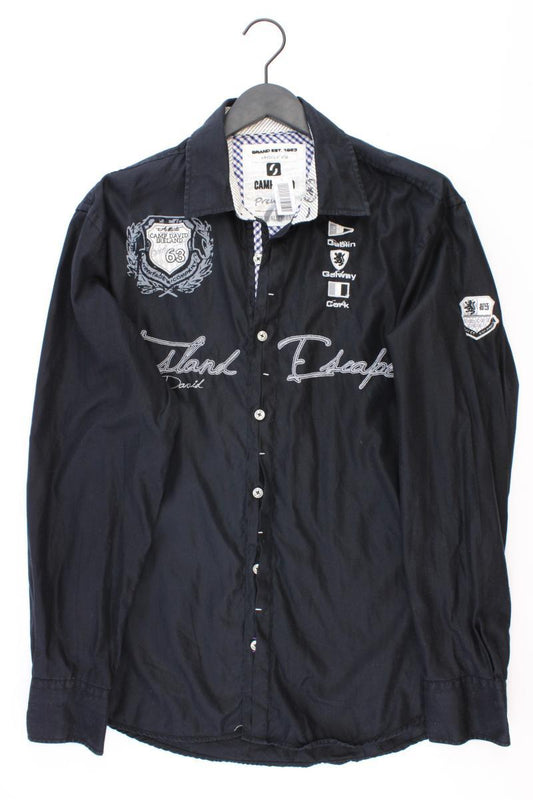 Camp David Langarmhemd für Herren Gr. XL schwarz aus Baumwolle