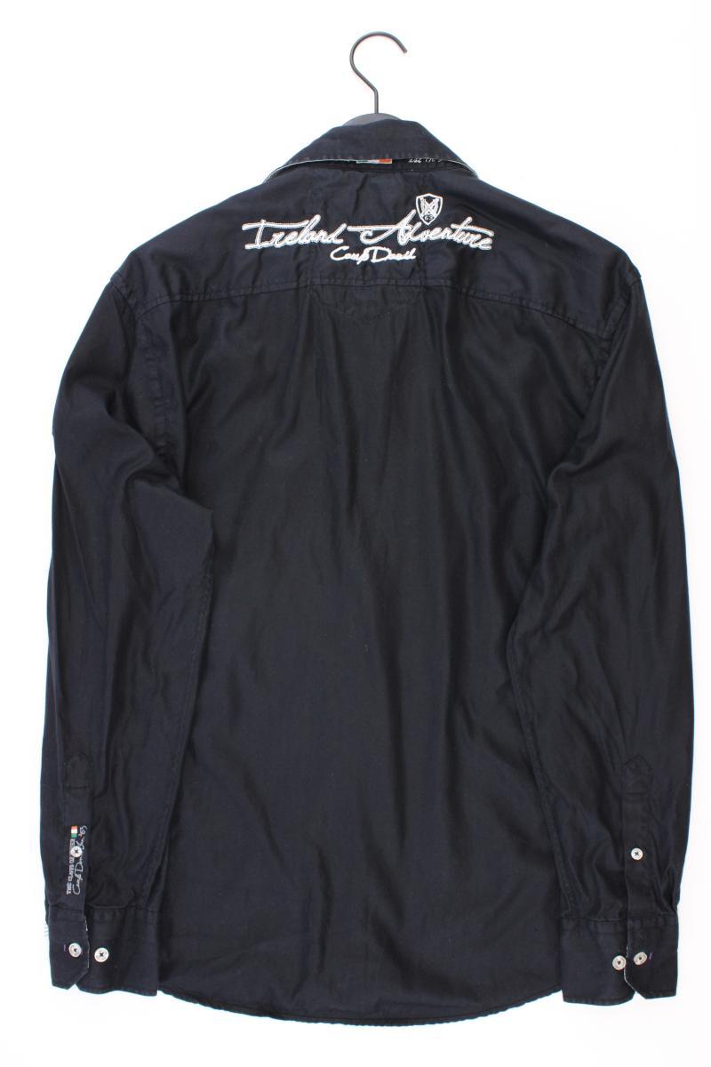 Camp David Langarmhemd für Herren Gr. XL schwarz aus Baumwolle