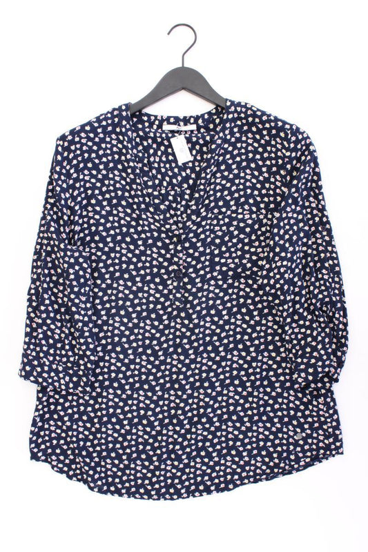 AJC Fashion Classic Bluse Gr. 44 mit Blumenmuster 3/4 Ärmel blau aus Viskose