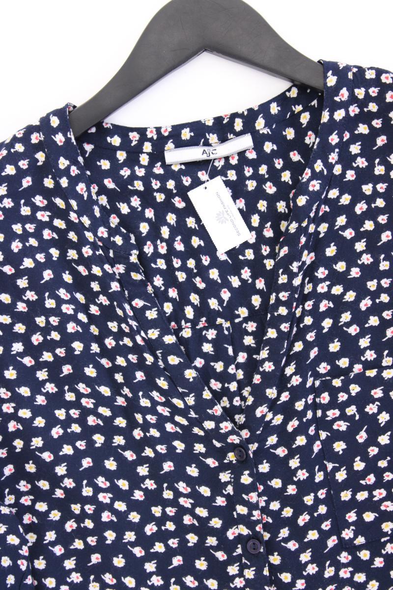 AJC Fashion Classic Bluse Gr. 44 mit Blumenmuster 3/4 Ärmel blau aus Viskose