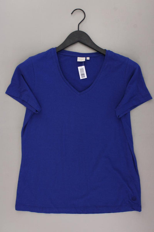 Cream Shirt mit V-Ausschnitt Gr. M Kurzarm blau aus Baumwolle