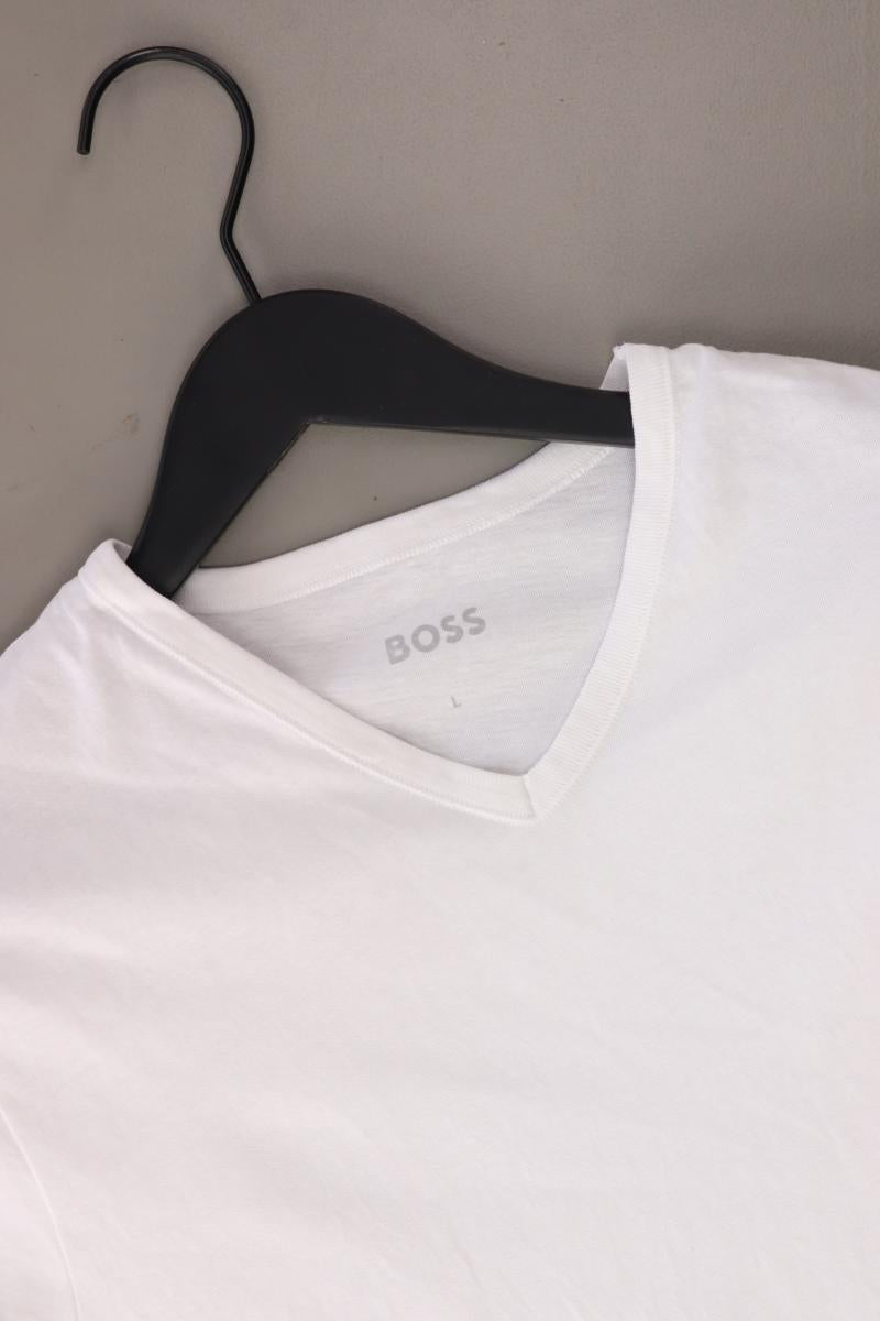 BOSS by Hugo Boss Shirt mit V-Ausschnitt für Herren Gr. L Kurzarm weiß