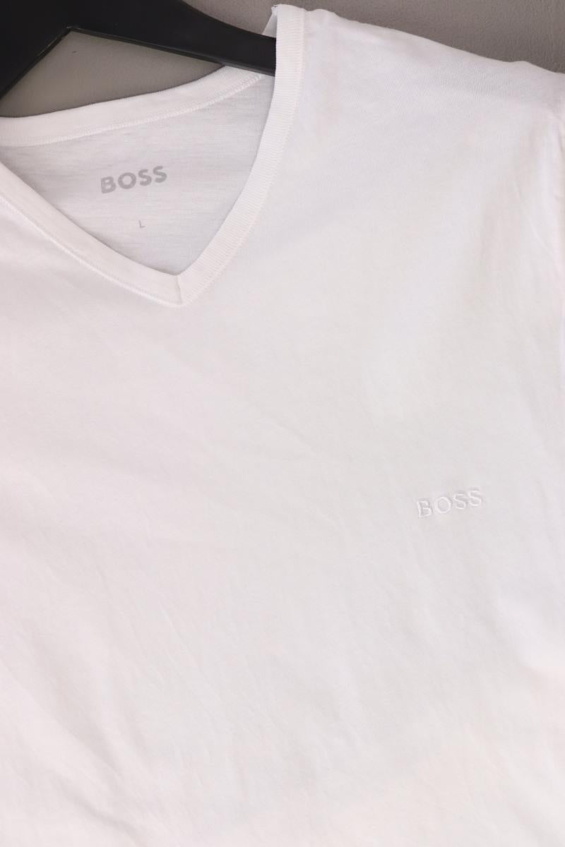 BOSS by Hugo Boss Shirt mit V-Ausschnitt für Herren Gr. L Kurzarm weiß