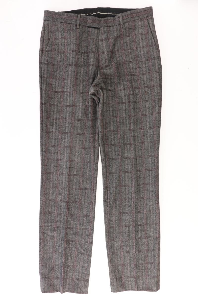 Hugo Boss Wollhose für Herren Gr. Langgröße 102 kariert grau aus Schurwolle