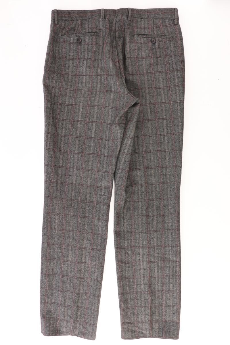 Hugo Boss Wollhose für Herren Gr. Langgröße 102 kariert grau aus Schurwolle