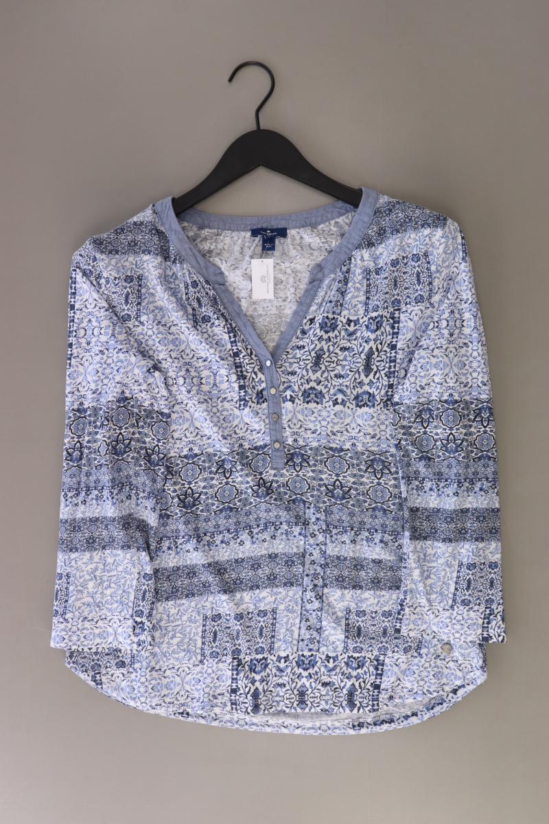 Tom Tailor Regular Bluse Gr. L 3/4 Ärmel blau aus Baumwolle