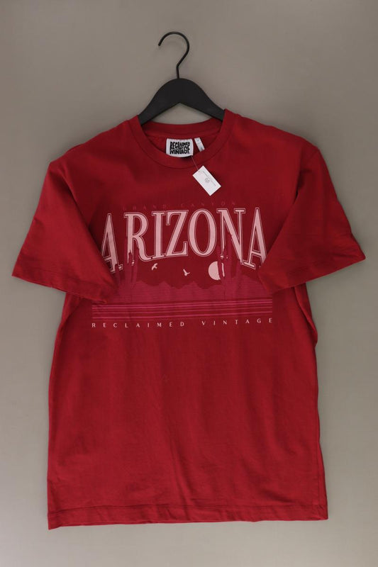Reclaimed Vintage Printshirt für Herren Gr. S Kurzarm rot aus Baumwolle