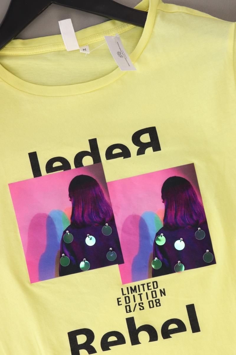 QS by s.Oliver Printshirt Gr. M Kurzarm gelb aus Baumwolle