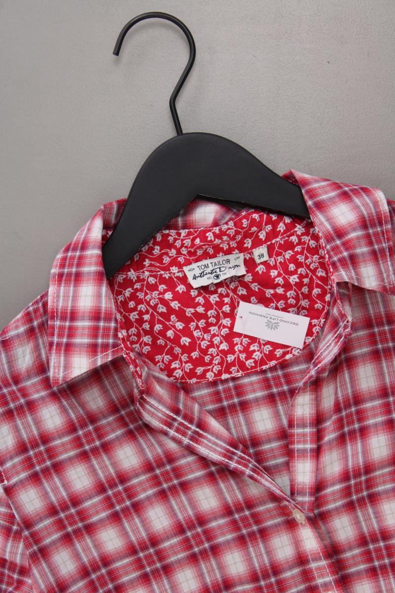 Tom Tailor Karobluse Gr. 38 kariert Kurzarm rot aus Baumwolle