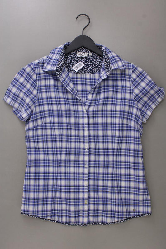 Tom Tailor Karobluse Gr. 40 kariert Kurzarm blau aus Baumwolle