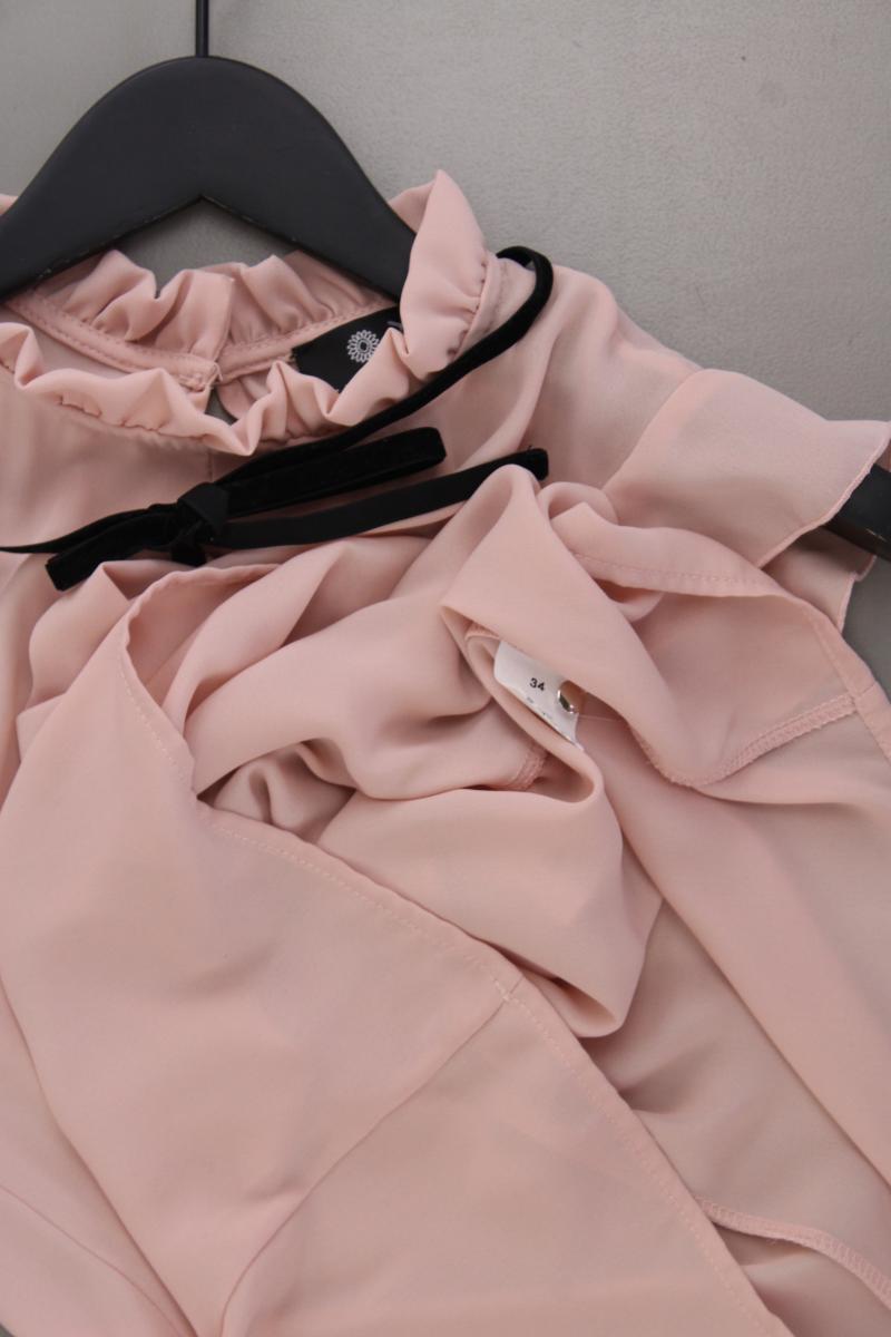 Sienna Rüschenbluse Gr. 34 neuwertig Kurzarm rosa aus Polyester