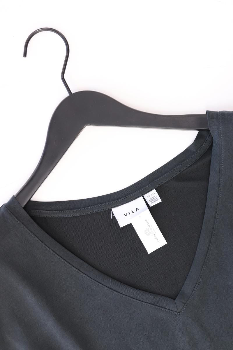 Vila Shirt mit V-Ausschnitt Gr. XXL Kurzarm grau aus Viskose