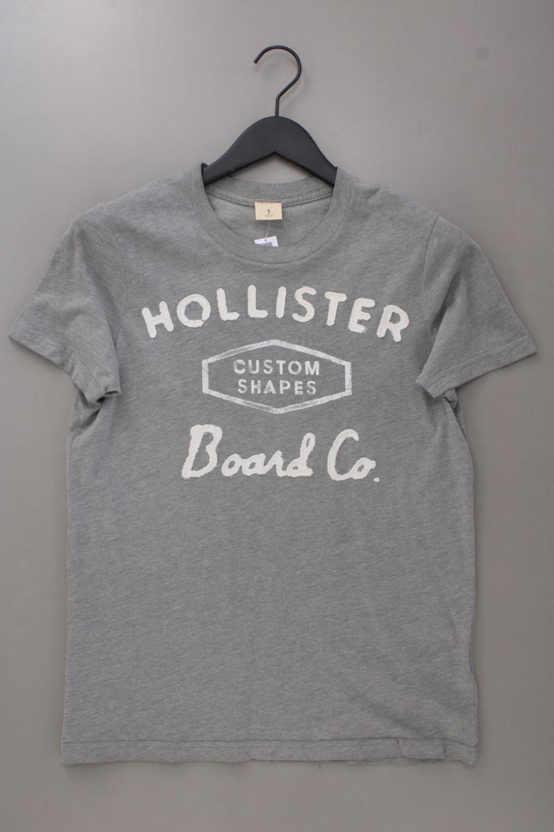 Hollister Printshirt für Herren Gr. S Kurzarm grau aus Baumwolle