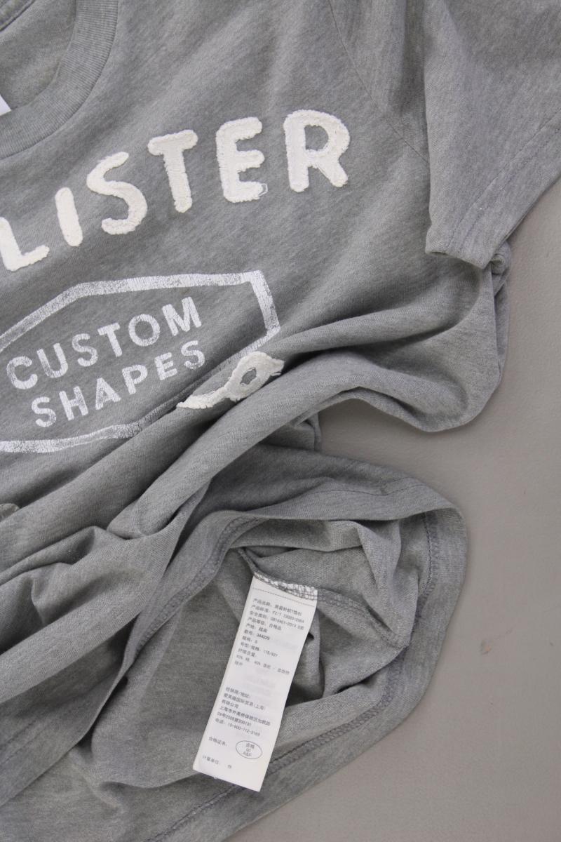 Hollister Printshirt für Herren Gr. S Kurzarm grau aus Baumwolle