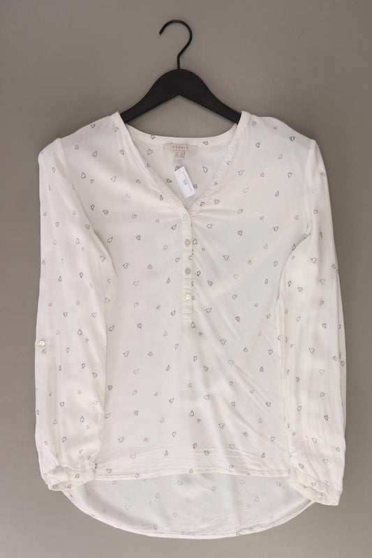 Esprit Bluse mit Herzmuster Gr. 38 Langarm weiß aus Viskose