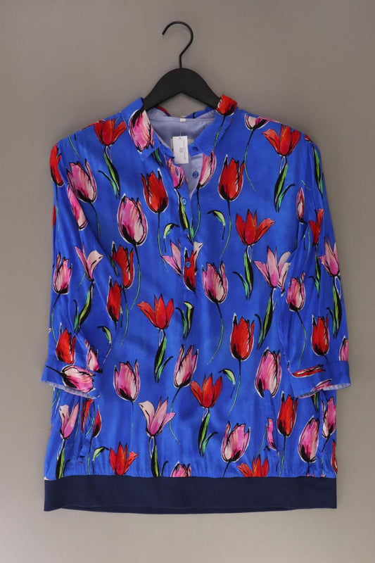 Milano Italy Regular Bluse Gr. 44 mit Blumenmuster 3/4 Ärmel blau