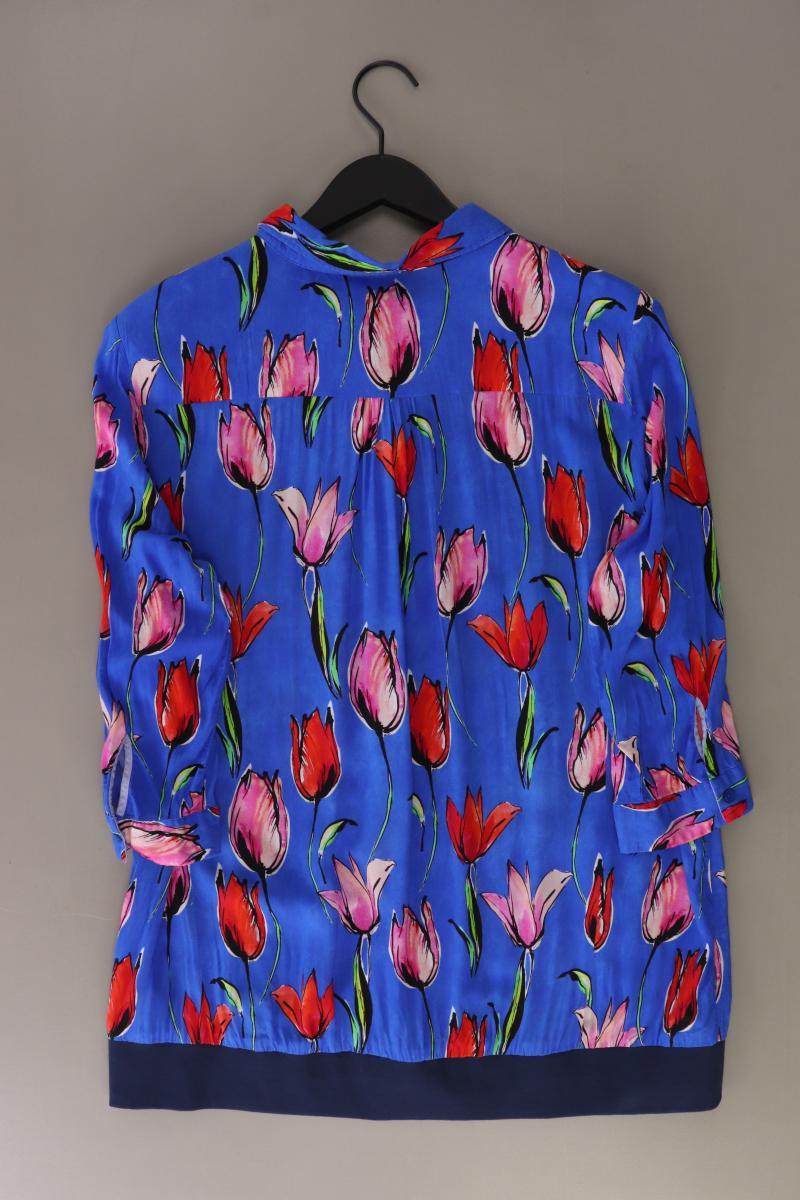 Milano Italy Regular Bluse Gr. 44 mit Blumenmuster 3/4 Ärmel blau