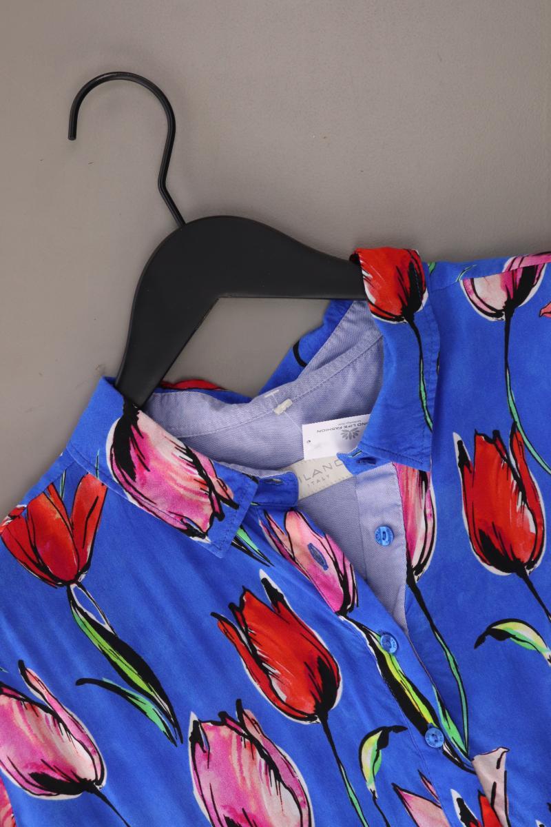 Milano Italy Regular Bluse Gr. 44 mit Blumenmuster 3/4 Ärmel blau