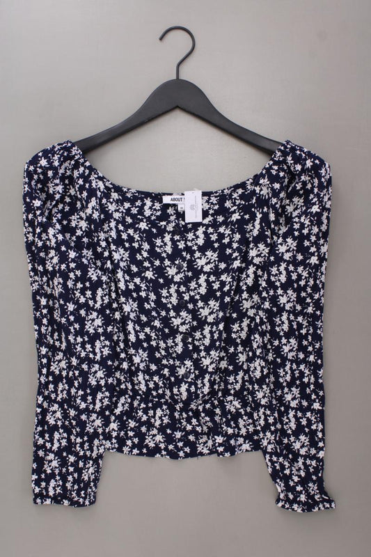 About You Langarmbluse Gr. 38 mit Blumenmuster blau aus Viskose