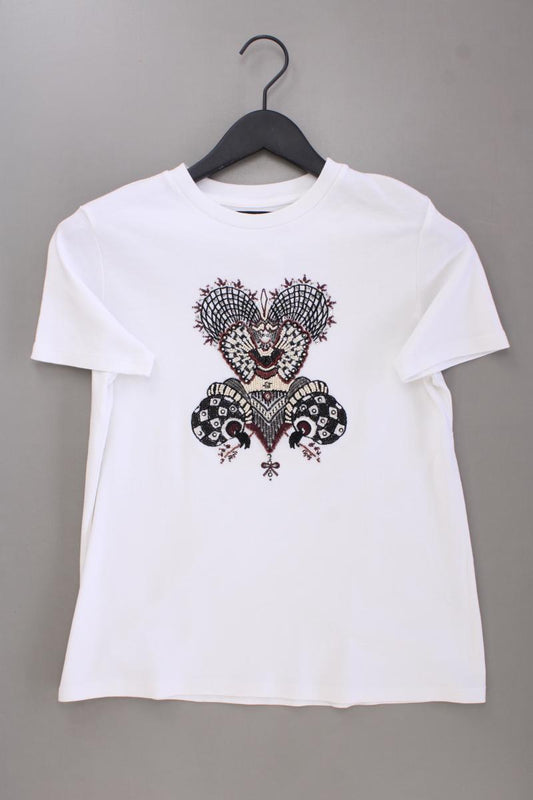 UTERQUE T-Shirt Gr. M Kurzarm mit Pailletten weiß