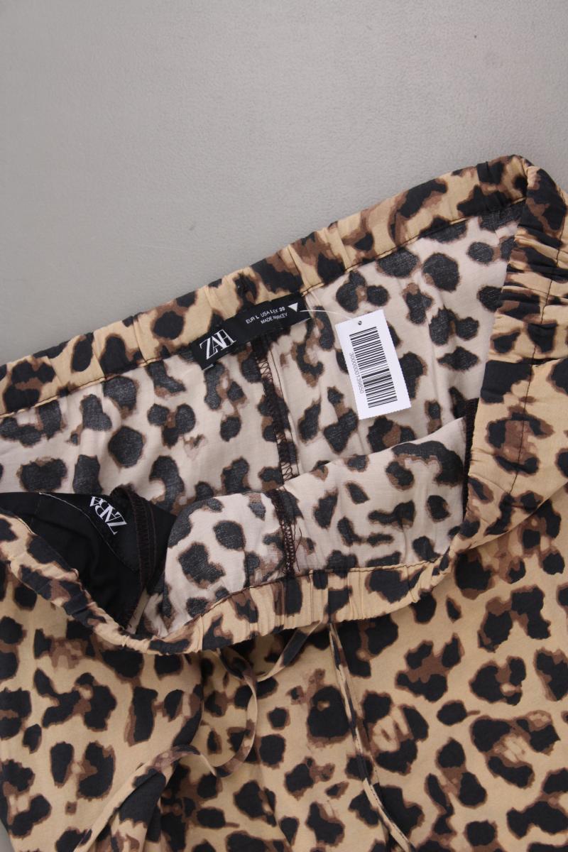 Zara Stoffhose Gr. L mit Tierdruck braun