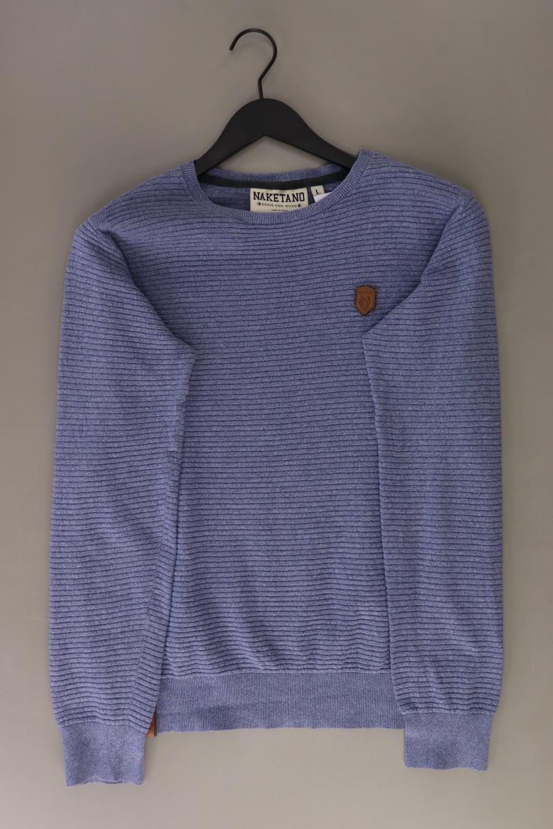 Naketano Feinstrickpullover für Herren Gr. L blau aus Baumwolle