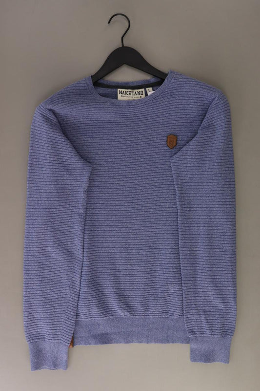 Naketano Feinstrickpullover für Herren Gr. L blau aus Baumwolle