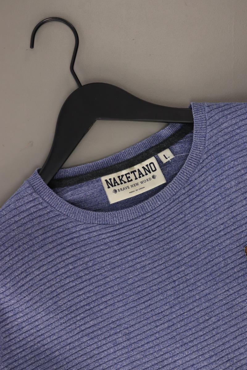 Naketano Feinstrickpullover für Herren Gr. L blau aus Baumwolle